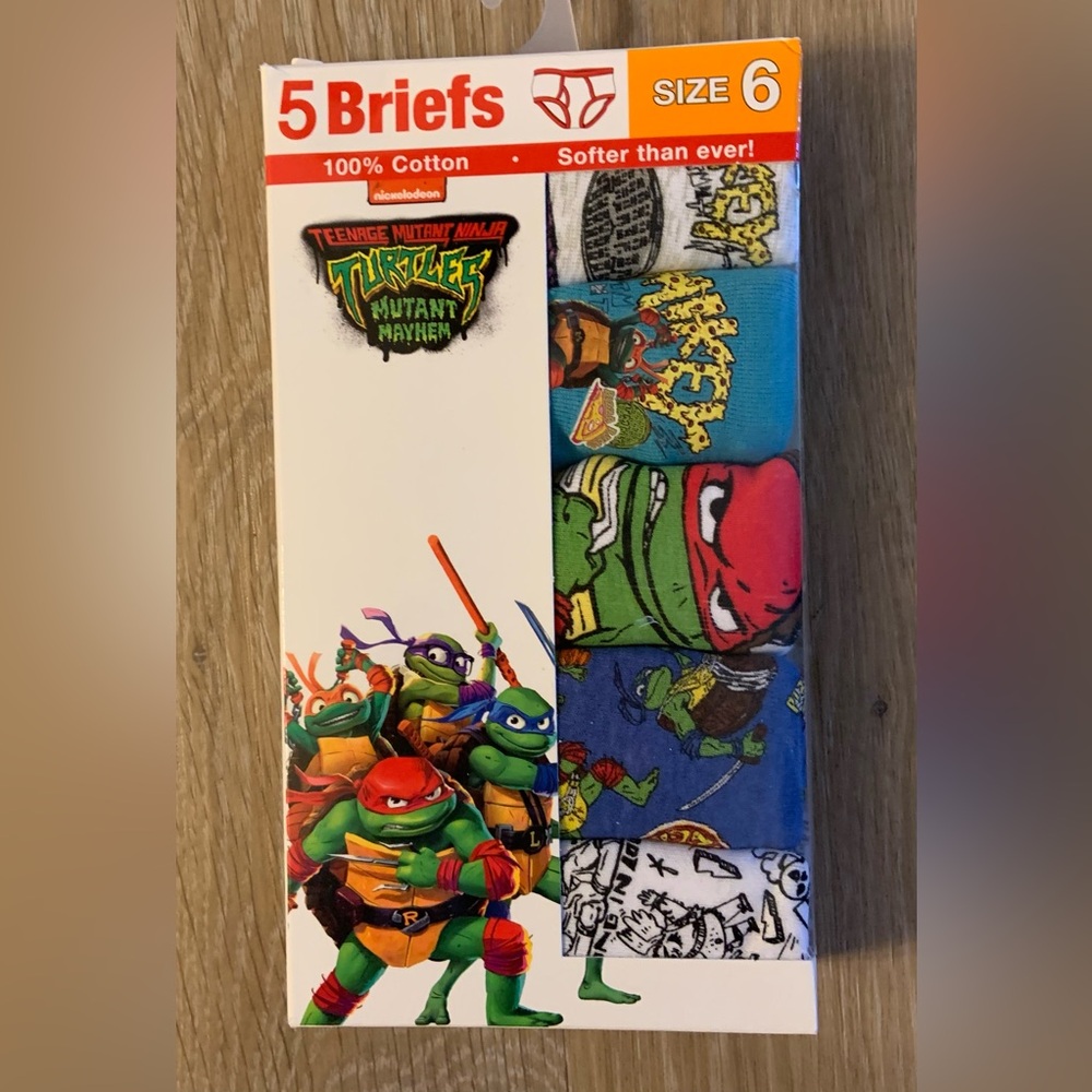 Nickelodeon Ninja Turtles Boy’s Size 6 Combed Cotton Briefs